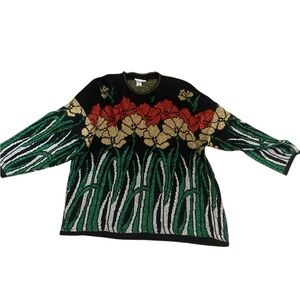 Vintage Floral Metallic Sweater - Size 1X- GREAT CONDITION!